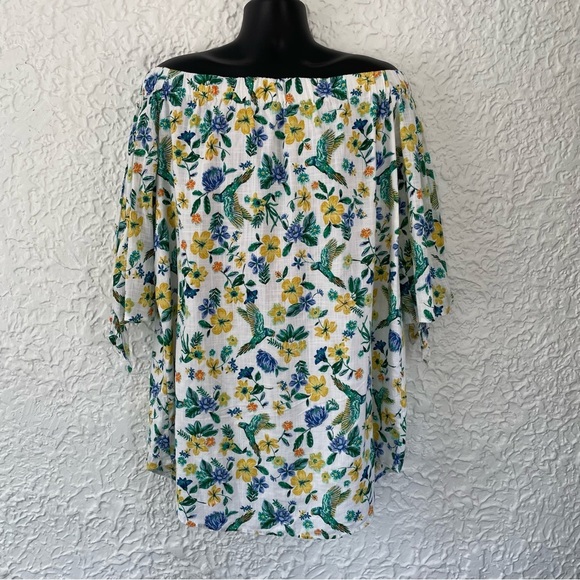 Old Navy Off the Shoulder Floral Summer Spring Cotton Sundress 3/4 Sleeve XL - Picture 2 of 9